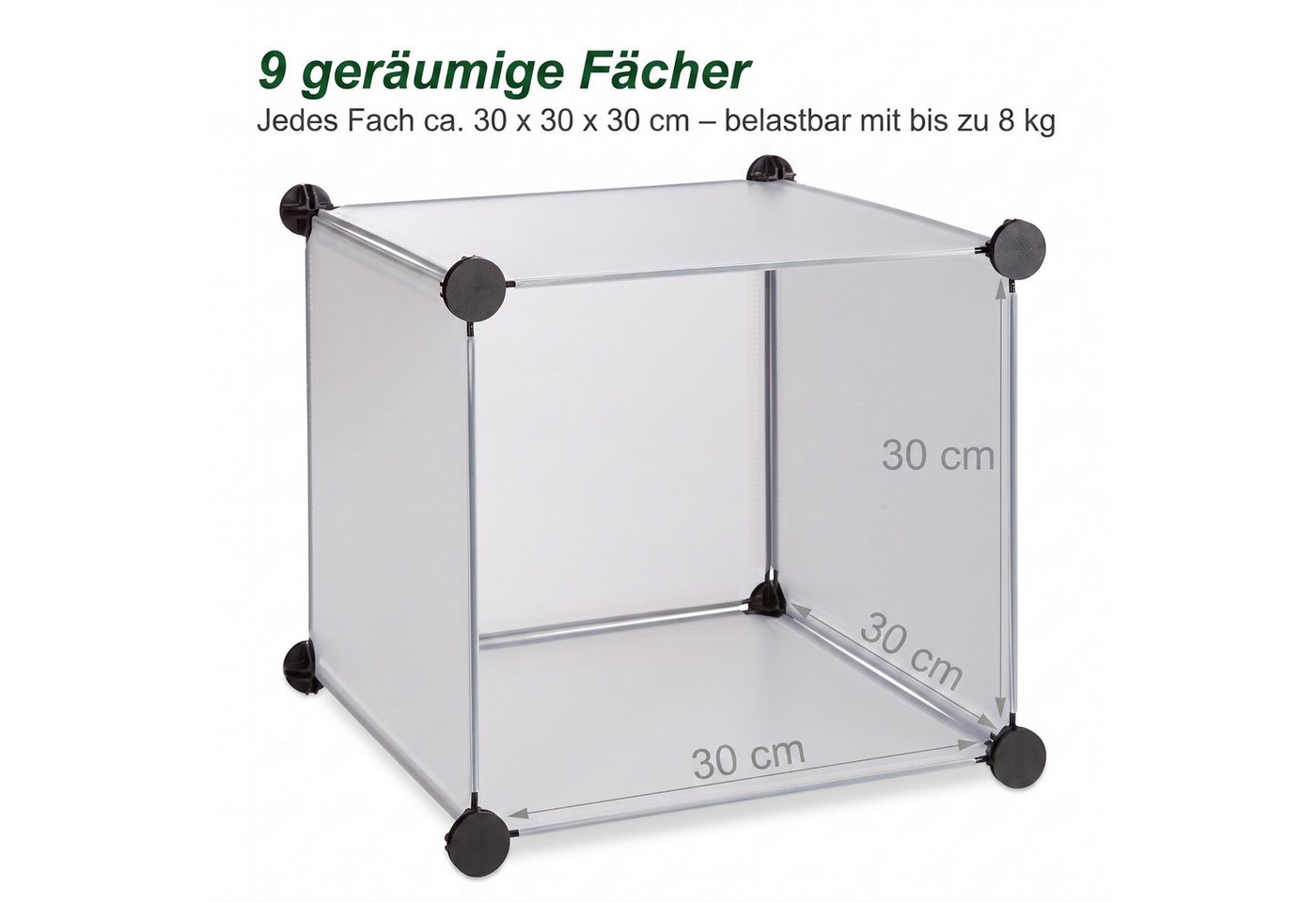 relaxdays Steckregal Regalsystem mit Türen, 76-tlg., transparent – Bild 5 von 5