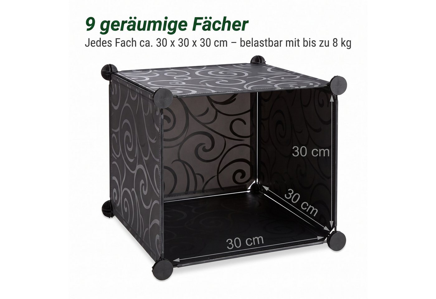 relaxdays Steckregal Regalsystem mit Türen, 76-tlg., schwarz – Bild 5 von 5