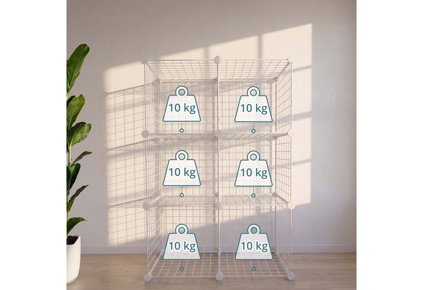 relaxdays Steckregal Würfel Set, 6-tlg., weiss, 6 Würfel – Bild 5 von 5