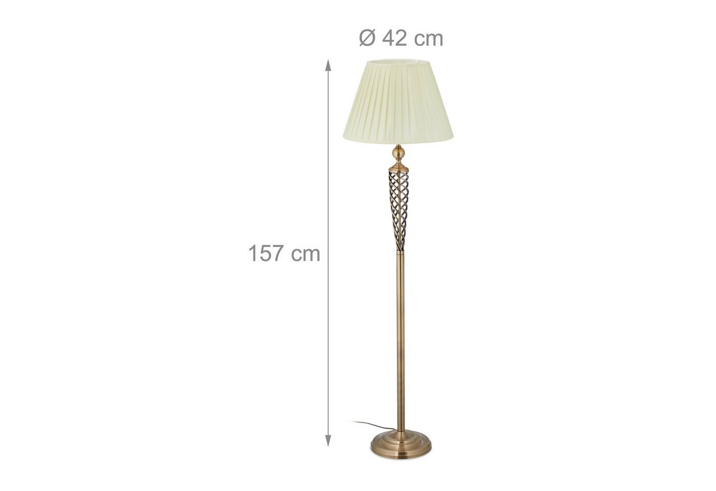relaxdays Stehlampe antik, Ein-/Ausschalten per Fußschalter, E27-Fassung, max. 60 W (Leuchtmittel nicht enthalten) – Bild 4 von 5