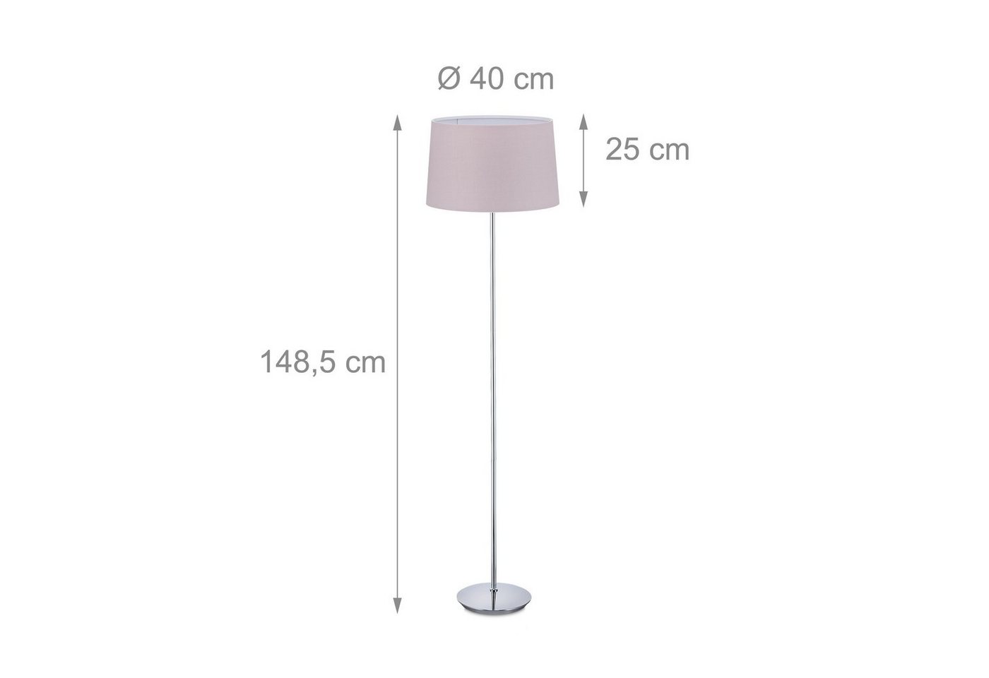 relaxdays Stehlampe mit Stoffschirm, Ein-/Ausschalten per Trittschalter, E27-Fassung, max. 60 W (Leuchtmittel nicht im Lieferumfang enthalten), lila – Bild 4 von 5