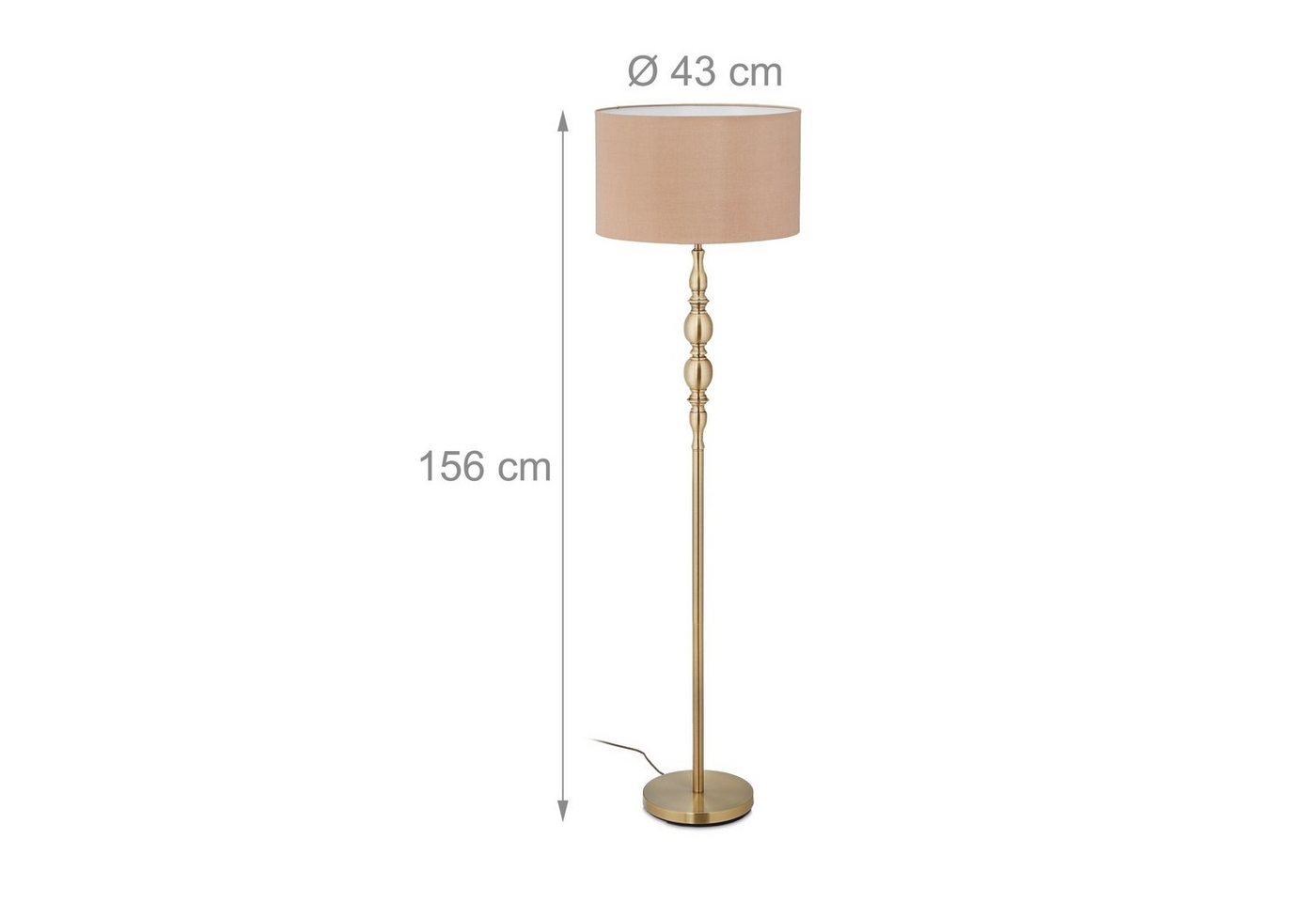 relaxdays Stehlampe Wohnzimmer beige, Stimmungsvolle Beleuchtung, E27-Fassung (max. 60 W) – Bild 4 von 5