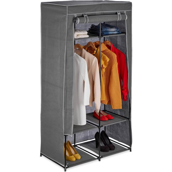 relaxdays Stoffschrank mit 6 Fächern (1-St) Anthrazit
