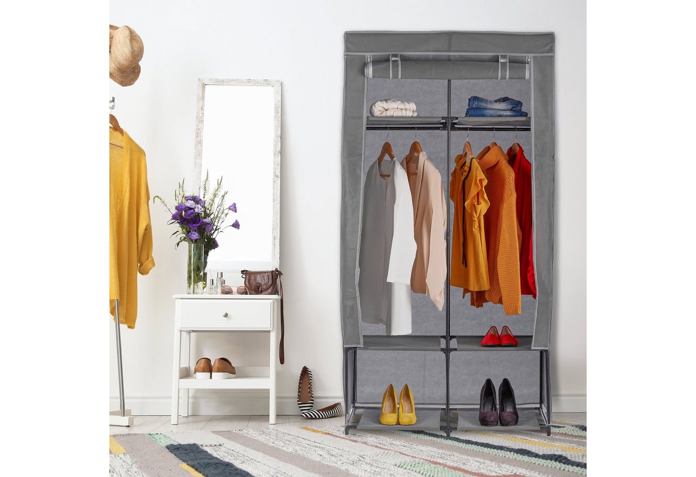 relaxdays Stoffschrank mit 6 Fächern (1-St) Anthrazit – Bild 2 von 5