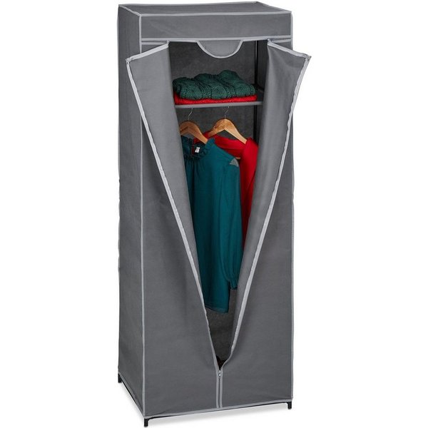 relaxdays Stoffschrank mit Kleiderstange (1-St) Anthrazit