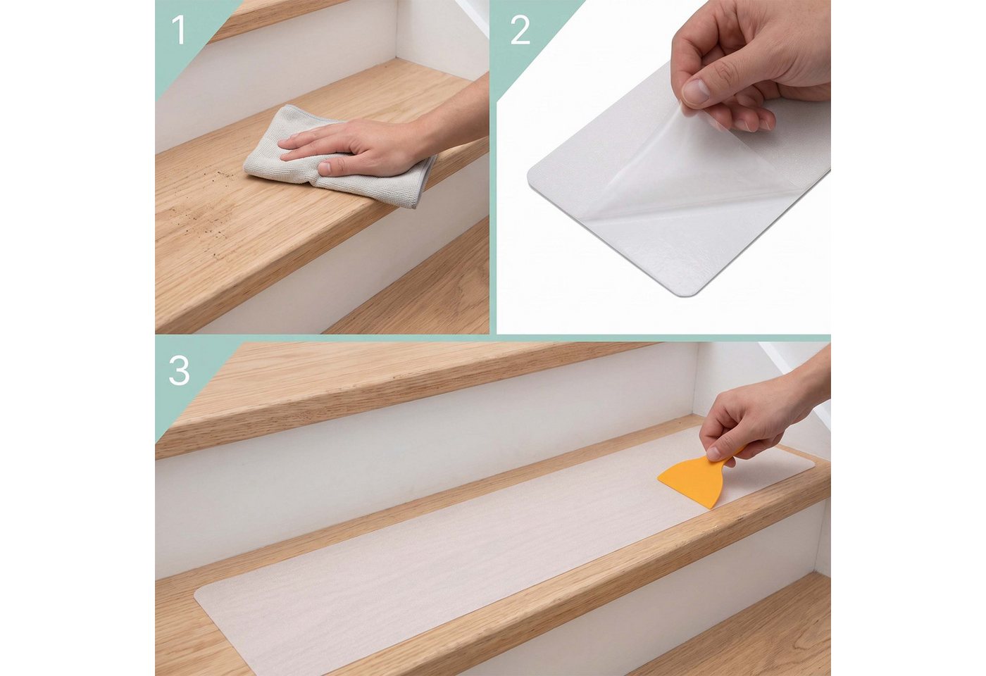 relaxdays Stufenmatte selbstklebend 15er Set, Rechteckig, Höhe: 0.5 mm, 15 x 81 cm – Bild 3 von 5