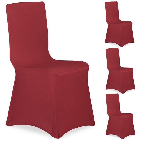 relaxdays Stuhlhusse 4er Set, Dunkelrot