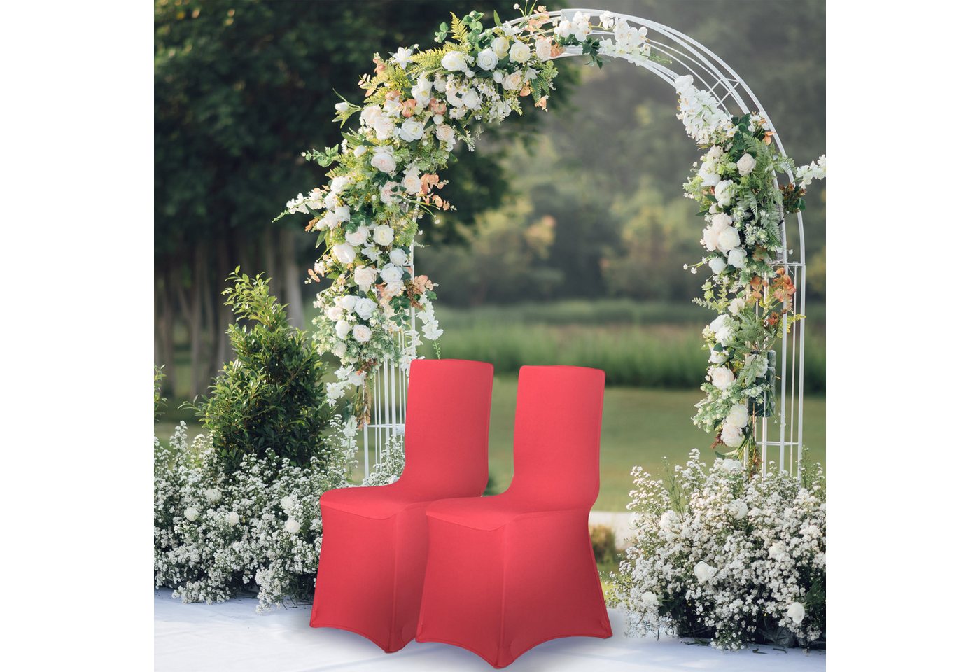 relaxdays Stuhlhusse 4er Set, Dunkelrot – Bild 2 von 5