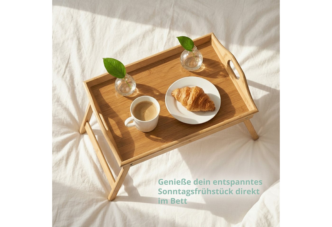 relaxdays Tablett Betttablett Bambus lackiert klappbar, Bambus, (1-tlg) – Bild 2 von 5