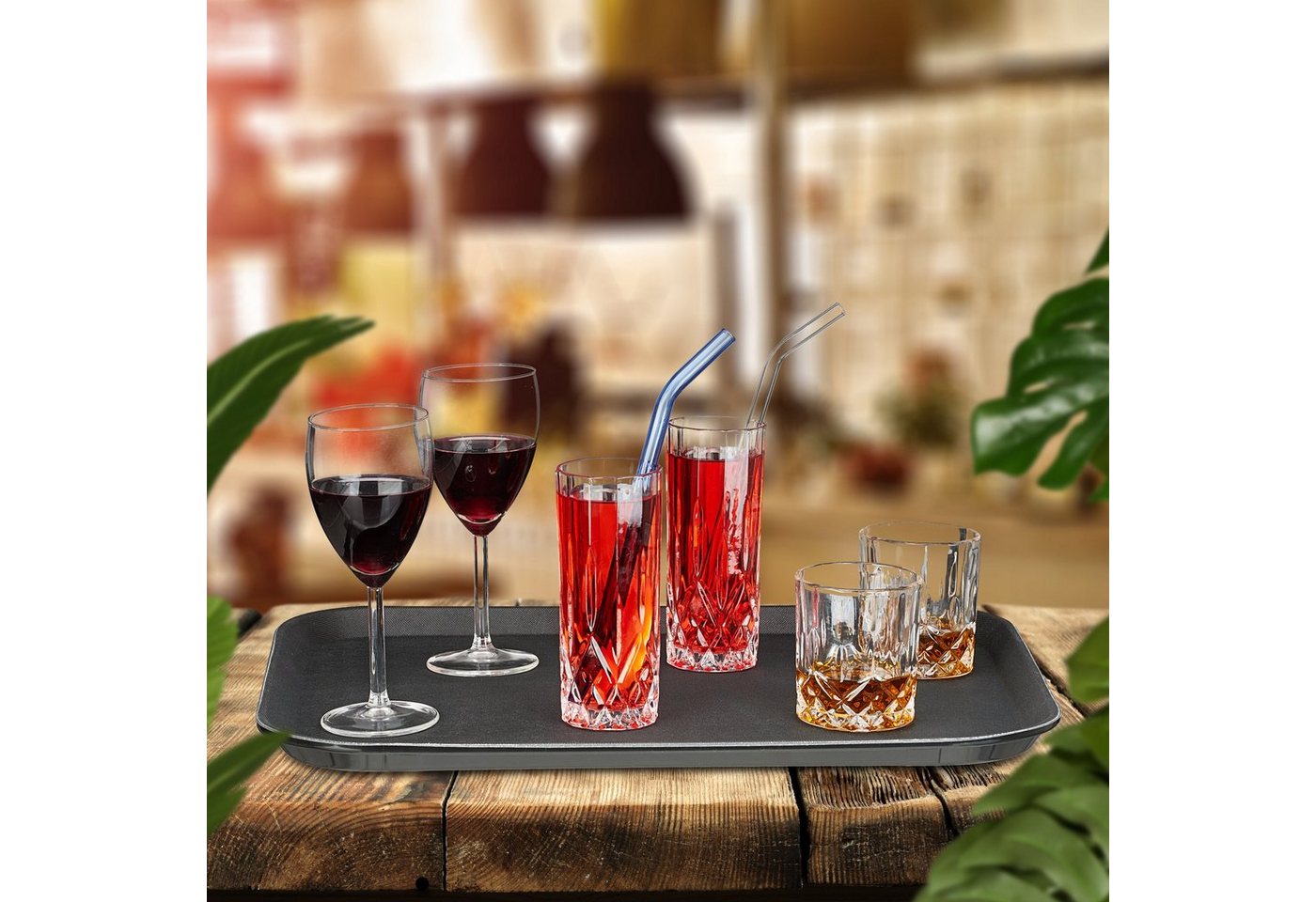 relaxdays Tablett Gastro Serviertablett 2er Set, Kunststoff, (2-tlg) – Bild 2 von 5