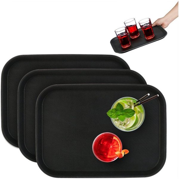 relaxdays Tablett Gastro Serviertablett 3er Set, Kunststoff, (3-tlg)