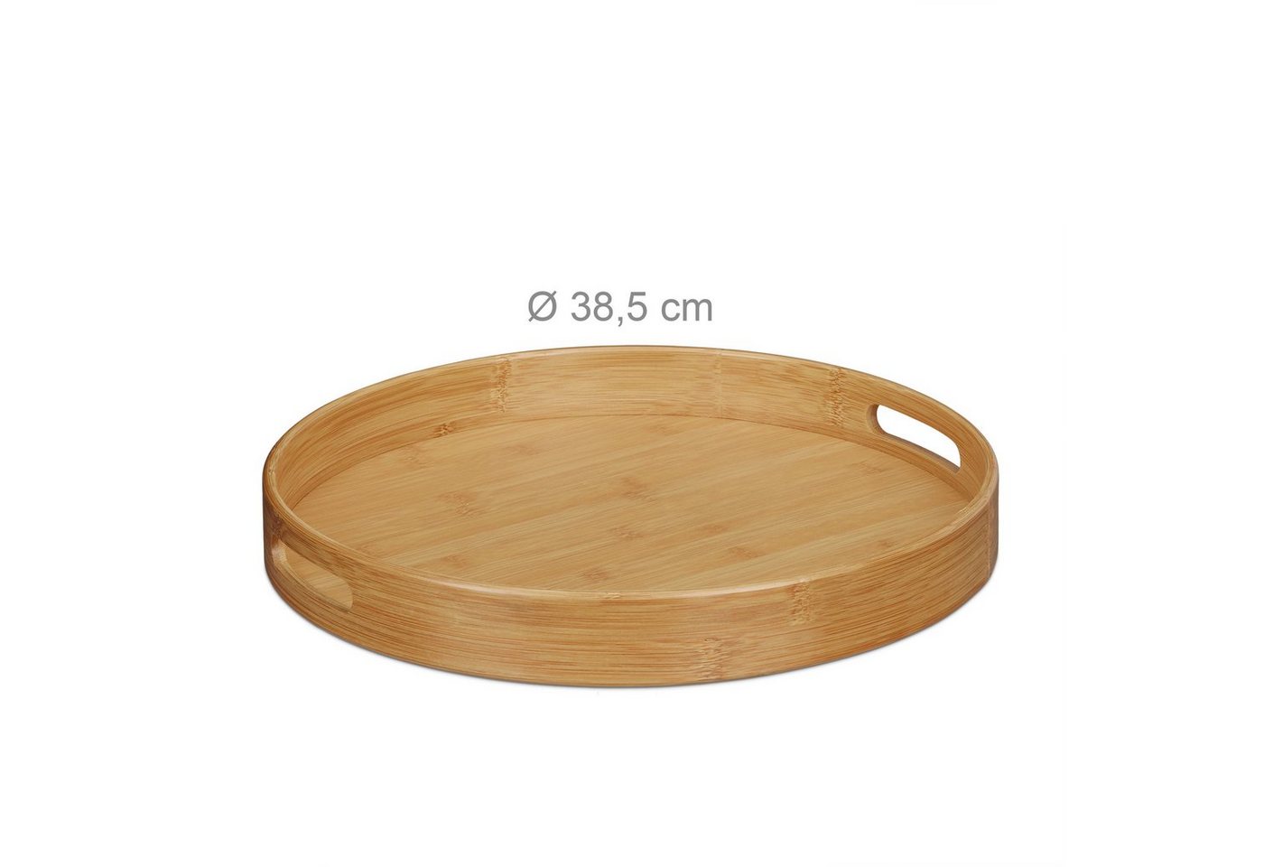 relaxdays Tablett Serviertablett Bambus rund, Bambus, (1-tlg) – Bild 4 von 5
