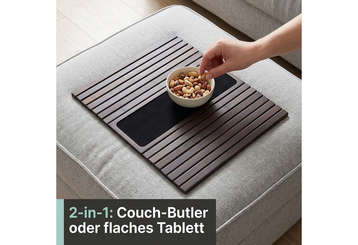 relaxdays Tablett Sofatablett Bambus dunkelbraun, Bambus, (1-tlg) – Bild 5 von 5