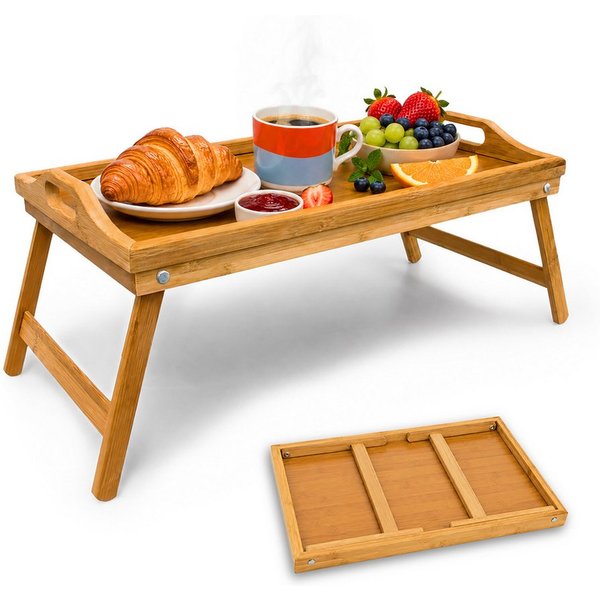 relaxdays Tabletttisch Bambus Betttablett (1-St)