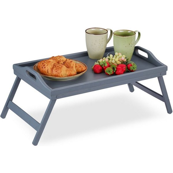 relaxdays Tabletttisch Bambus Betttablett grau (1-St)