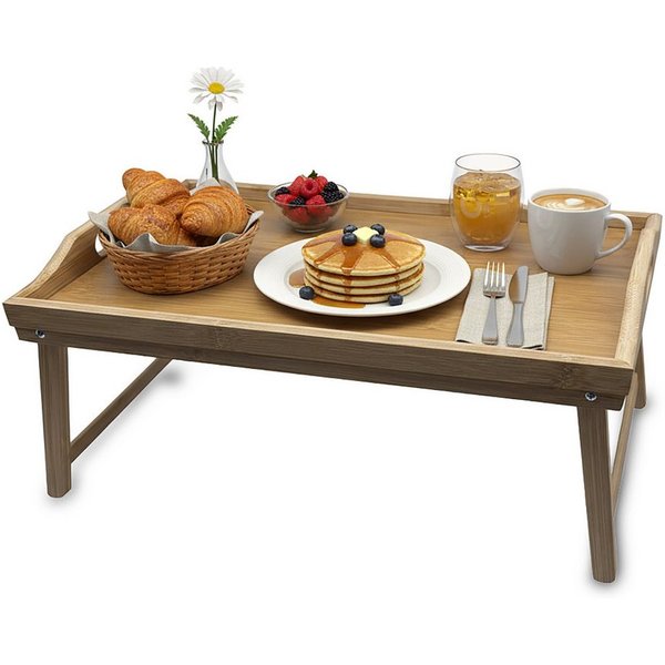 relaxdays Tabletttisch Betttablett aus Bambus (1-St), braun