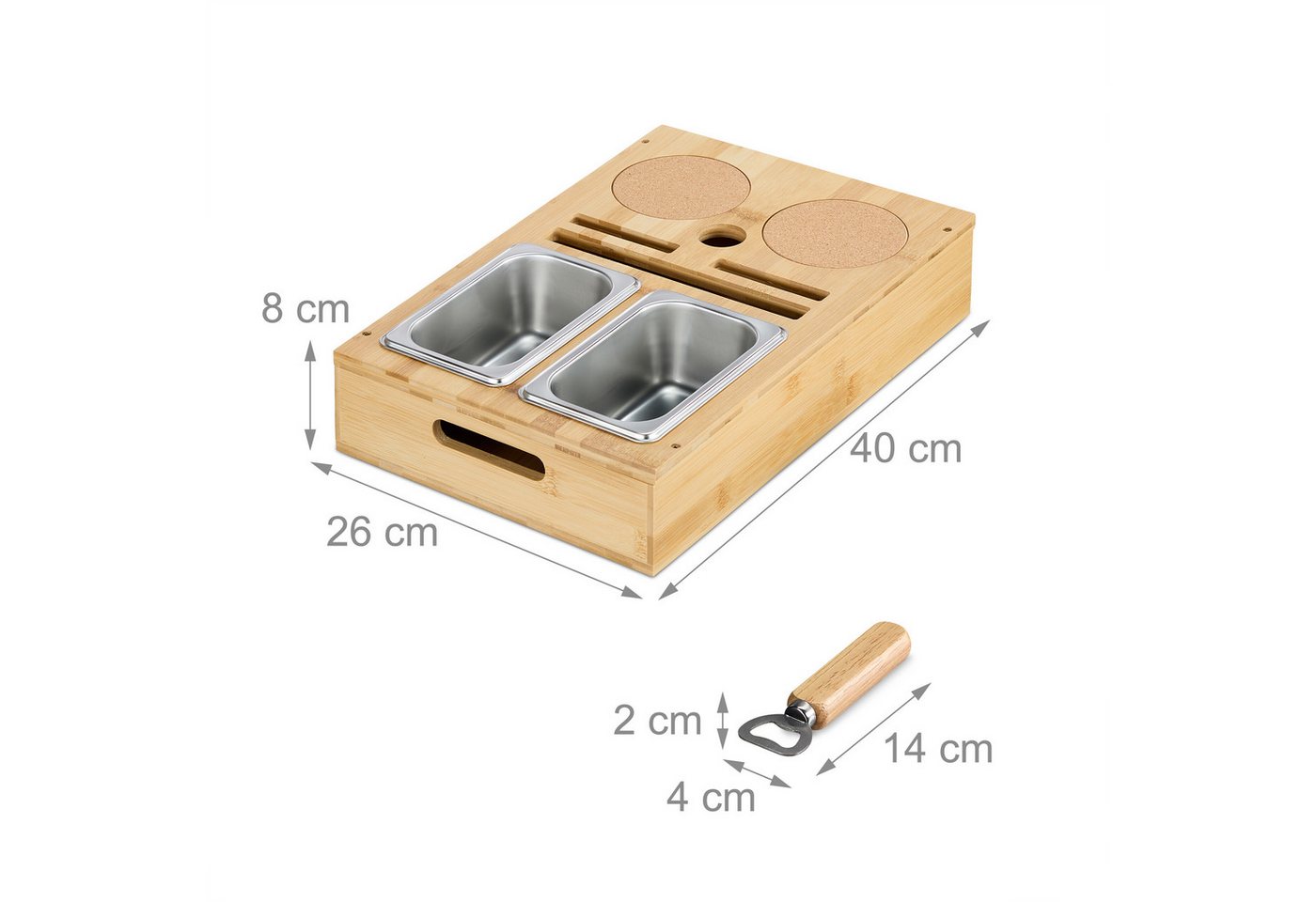 relaxdays Tabletttisch Couchbar mit Snackschalen (6-St), natur – Bild 4 von 5