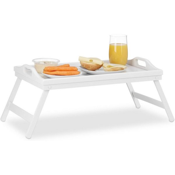 relaxdays Tabletttisch Klappbares Betttablett weiß (1-St)
