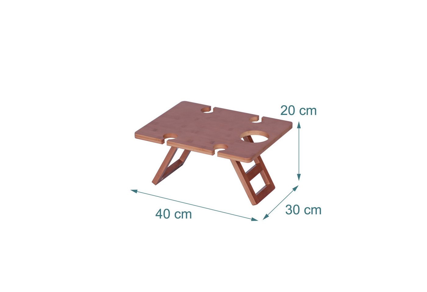 relaxdays Tabletttisch Picknick Weintisch aus Bambus (1-St) – Bild 4 von 5