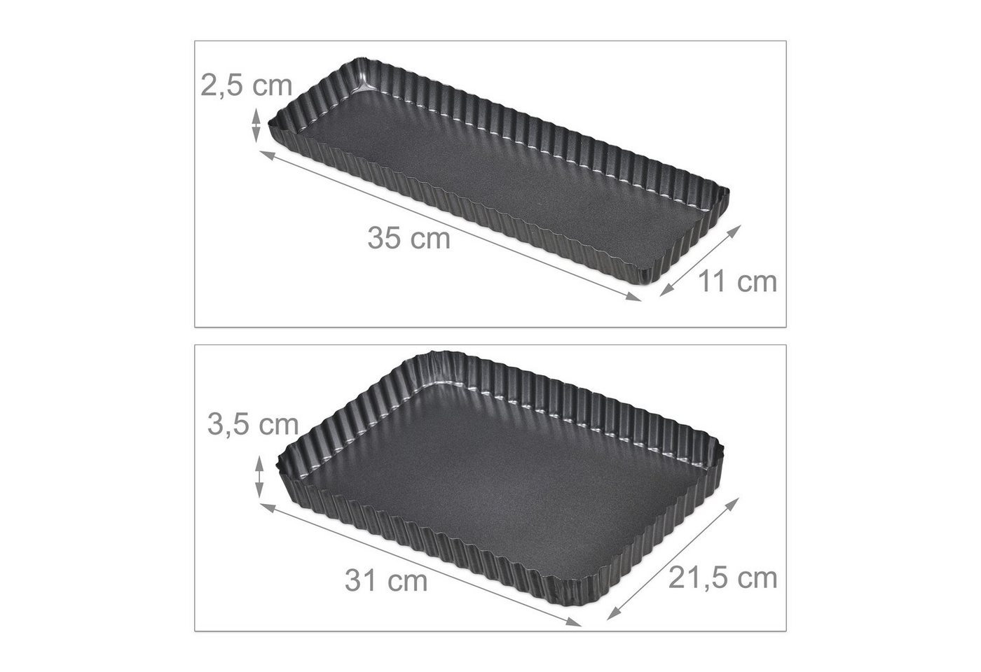 relaxdays Tarteform mit Hebeboden 2er Set, (2-tlg) – Bild 4 von 5