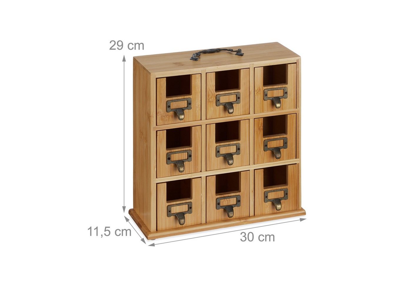 relaxdays Teebox Bambus Tee-Organizer mit 9 Fächern, Bambus, (1-tlg) – Bild 4 von 5