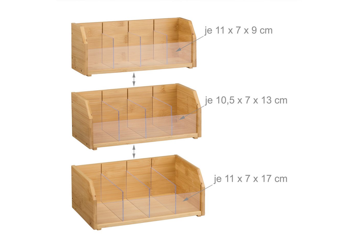 relaxdays Teebox Tee Organizer 12 Fächer Bambus, Bambus, (12-tlg) – Bild 5 von 5