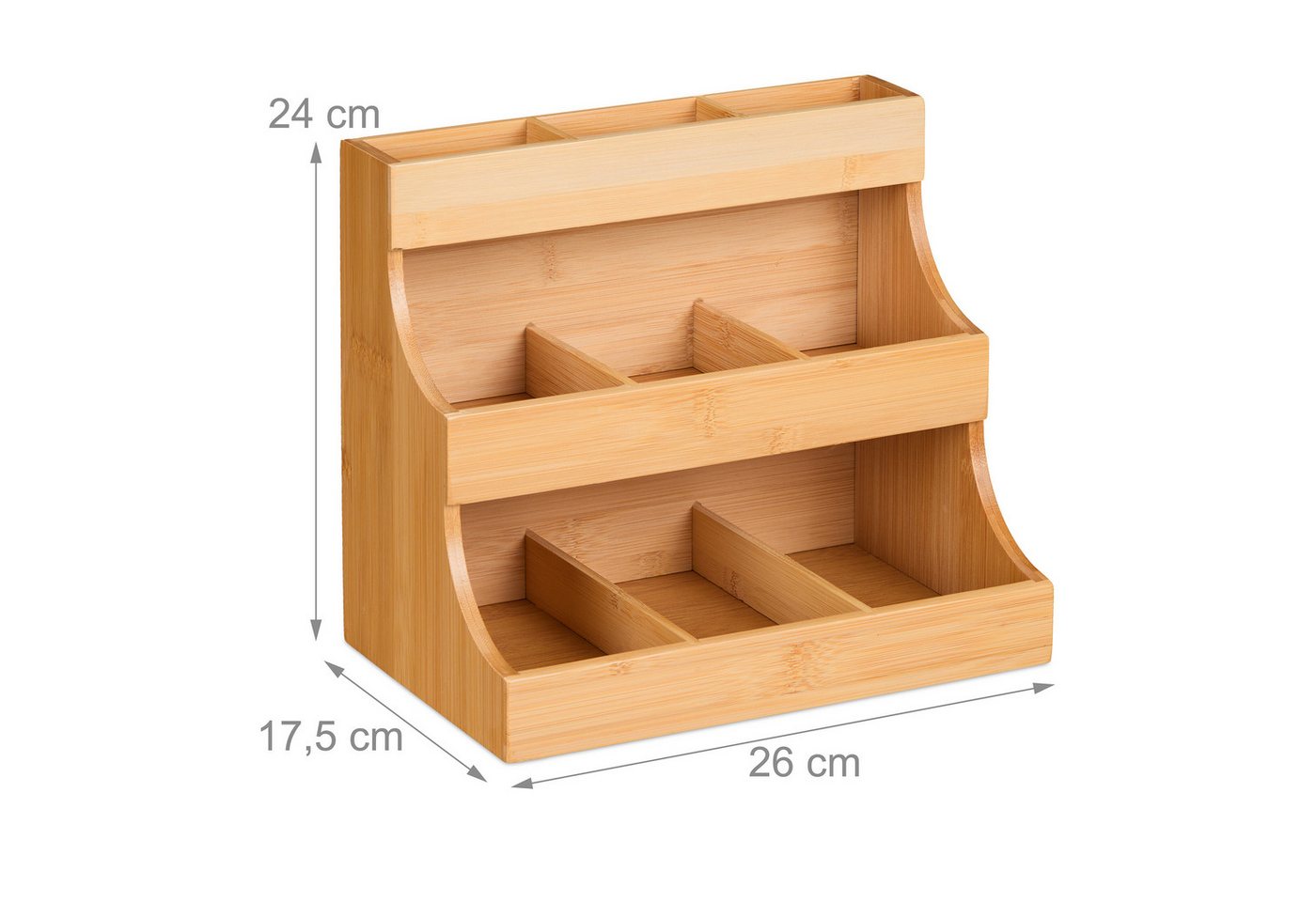 relaxdays Teebox Tee Organizer 9 Fächer Bambus, Bambus, (1-tlg) – Bild 4 von 5