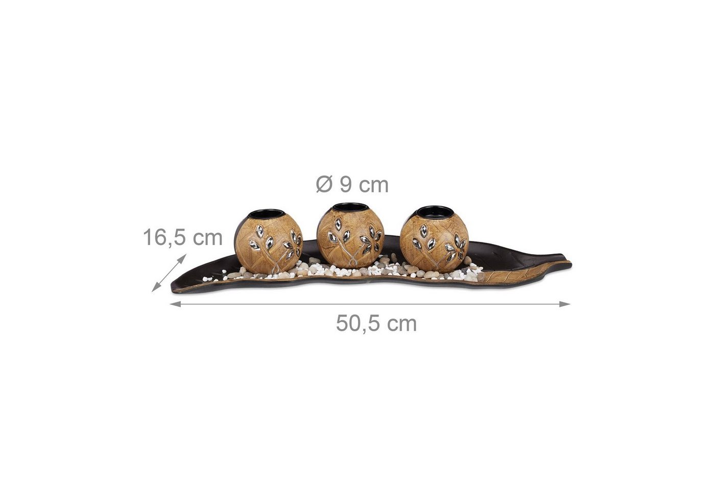 relaxdays Teelichthalter Set Blatt (3 St) – Bild 4 von 5