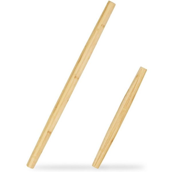 relaxdays Teigroller Bambus 2er Set Bambus, (2-tlg)