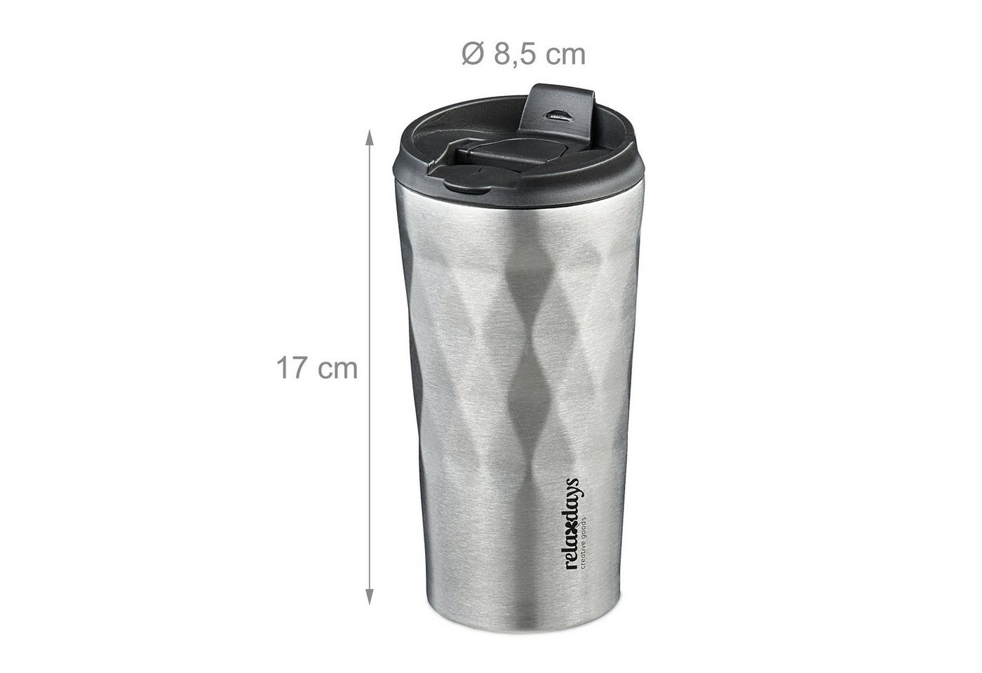 relaxdays Thermobecher Edelstahl 350ml, 1-tlg., Edelstahl – Bild 4 von 5