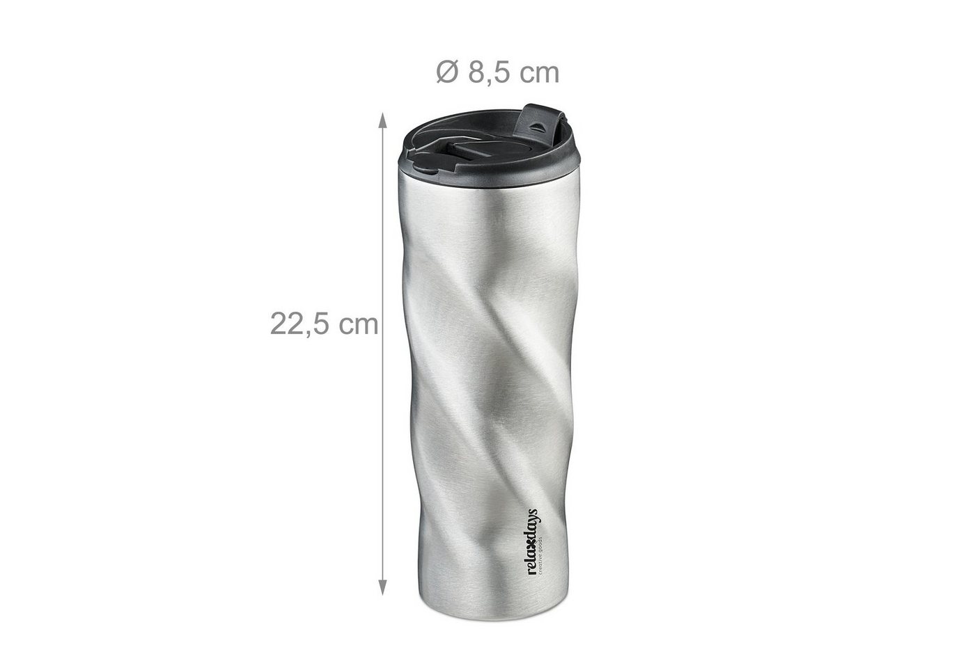 relaxdays Thermobecher Edelstahl 500ml, 1-tlg., Edelstahl – Bild 4 von 5