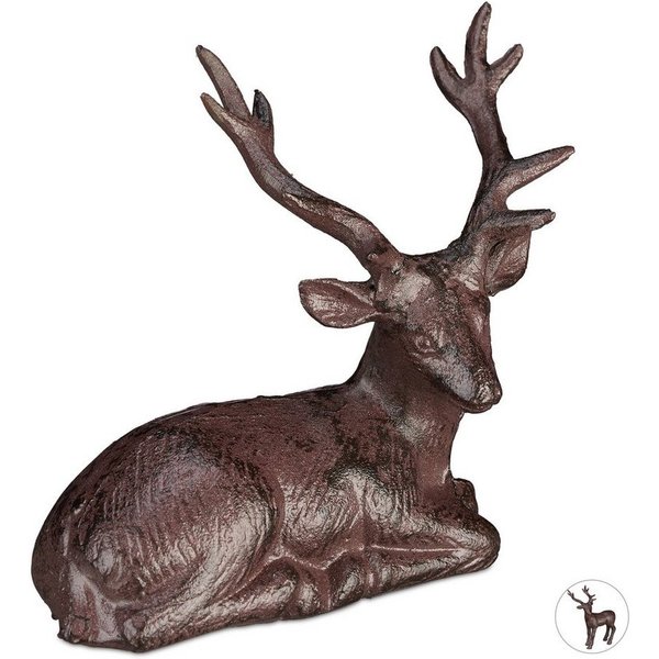 relaxdays Tierfigur Hirsch Figur Garten (1 St), M