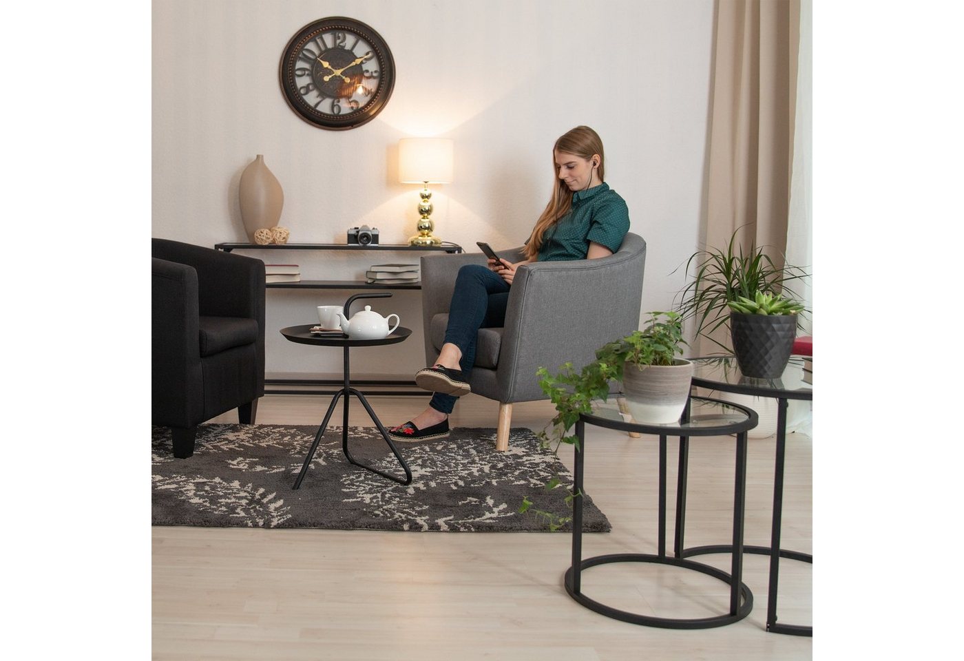 relaxdays Tischleuchte Tischlampe Gold, Indirekte Beleuchtung, E27-Fassung, Leuchtmittel nicht enthalten – Bild 2 von 5