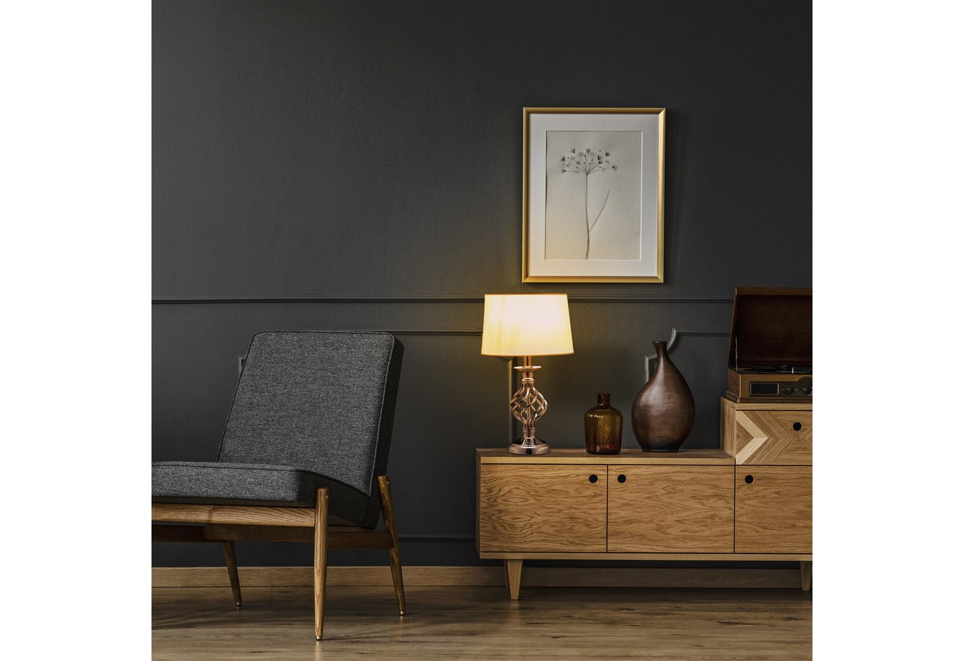 relaxdays Tischleuchte Tischlampe modern dimmbar, Touch-Dimmfunktion, E14-Glühbirne, max. 40 W, Konventionelle Leuchtmittel empfohlen, Leuchtmittel nicht inklus – Bild 3 von 5