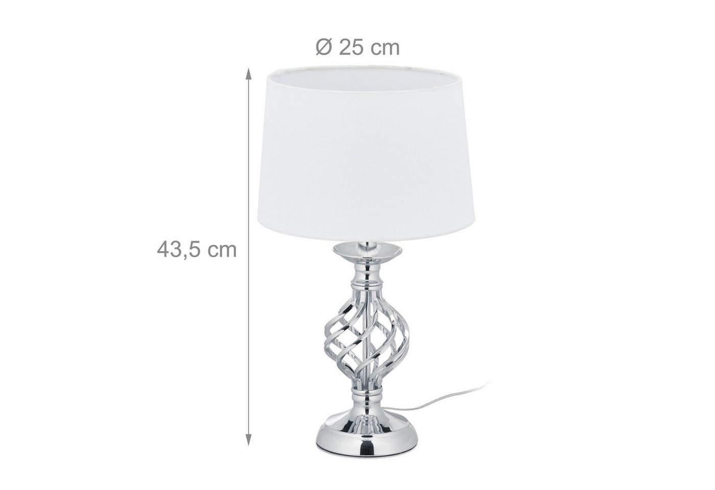 relaxdays Tischleuchte Tischlampe modern dimmbar, Touch-Dimmfunktion, E14-Glühbirne, max. 40 W, Konventionelle Leuchtmittel empfohlen, Leuchtmittel nicht inklus – Bild 4 von 5