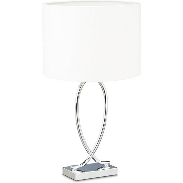 relaxdays Tischleuchte Tischlampe silber mit Schirm, Kippschalter, E27-Fassung, bis zu 40 W, Warmweiß