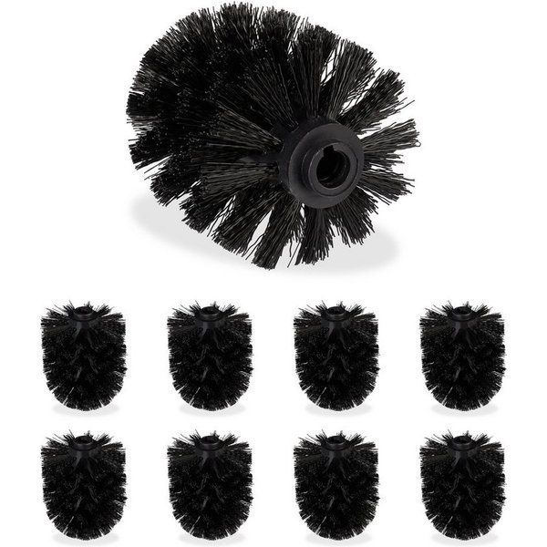 relaxdays Toilettenpapierhalter Klobürste Ersatzbürstenkopf 9er Set (9-St), schwarz