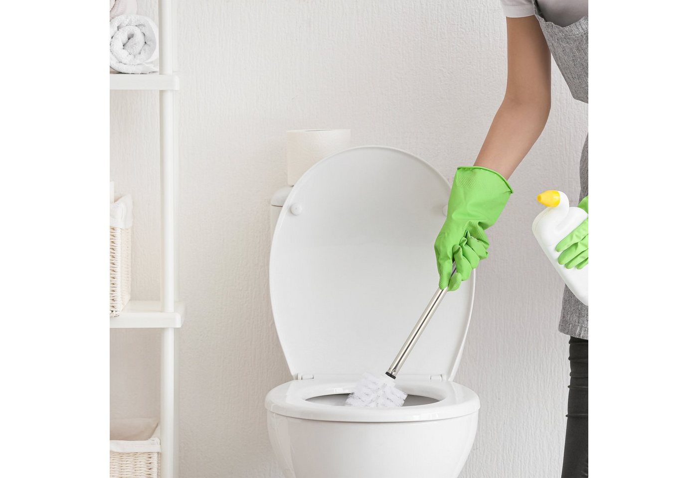relaxdays Toilettenpapierhalter Klobürste Ersatzbürstenkopf 9er Set (9-St), weiß – Bild 3 von 5