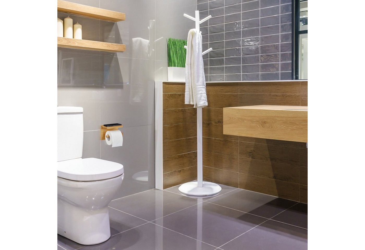relaxdays Toilettenpapierhalter mit Ablage (1-St) – Bild 5 von 5