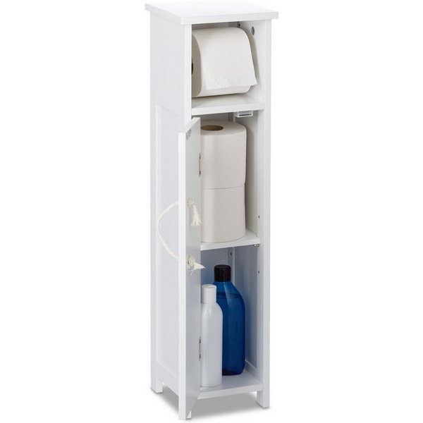 relaxdays Toilettenpapierhalter Stehender Toilettenpapierhalter in Weiß (1-St)