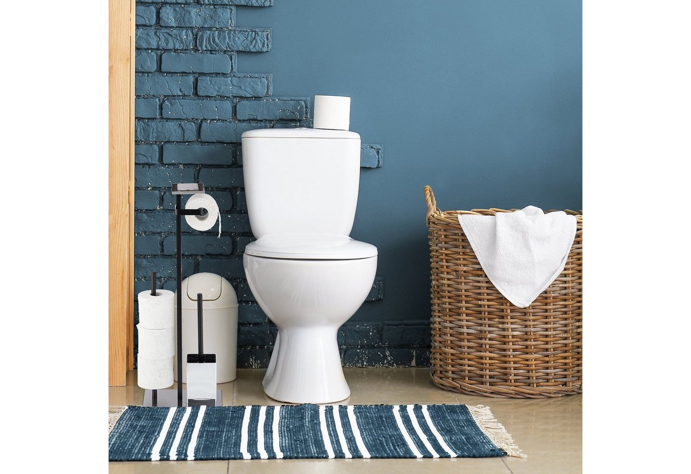 relaxdays Toilettenpapierhalter WC Garnitur mit Ablagefläche (3-St) – Bild 2 von 5