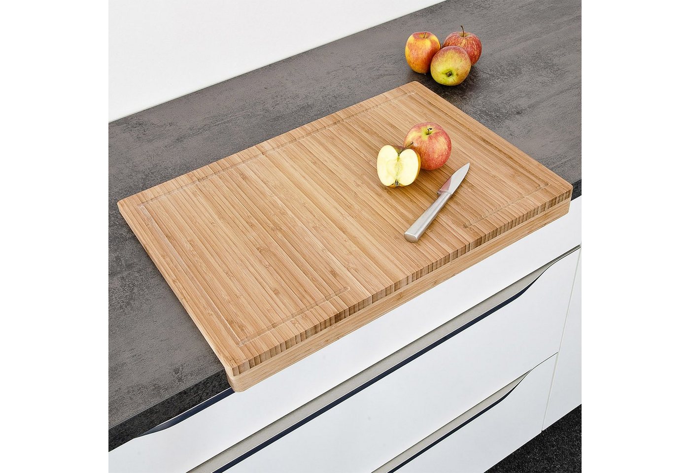 relaxdays Tranchierbrett Bambus mit Saftrille, Bambus, (1-St) – Bild 2 von 5