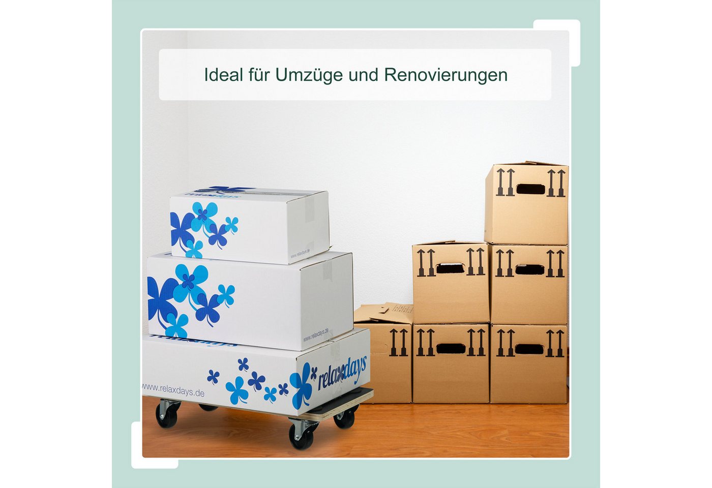 relaxdays Transportroller mit Bremse 400 kg, (1-St) – Bild 2 von 5