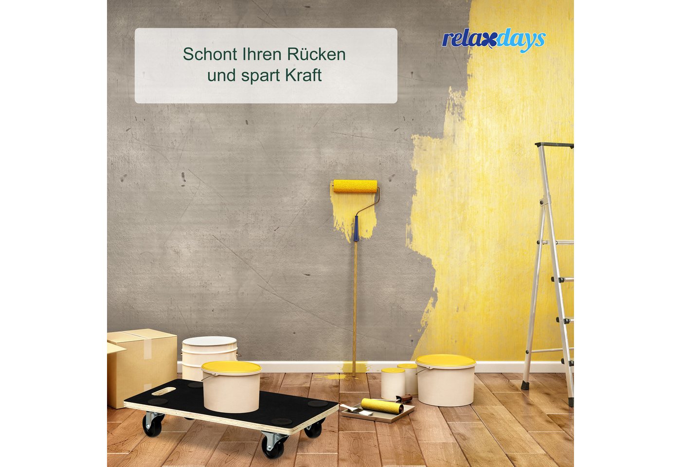 relaxdays Transportroller mit Bremse 400 kg, (1-St) – Bild 5 von 5