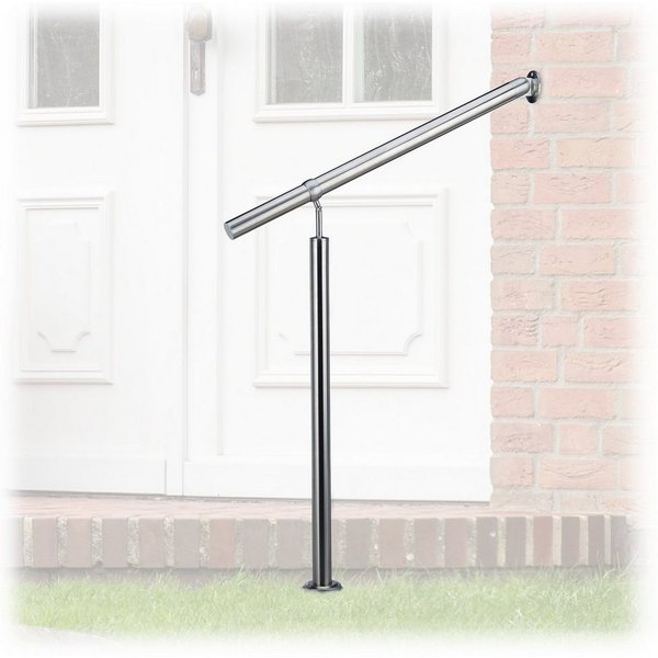 relaxdays Treppengeländer Edelstahl, 80 cm Länge, 0.42 cm Höhe, 2-tlg., 800 mm