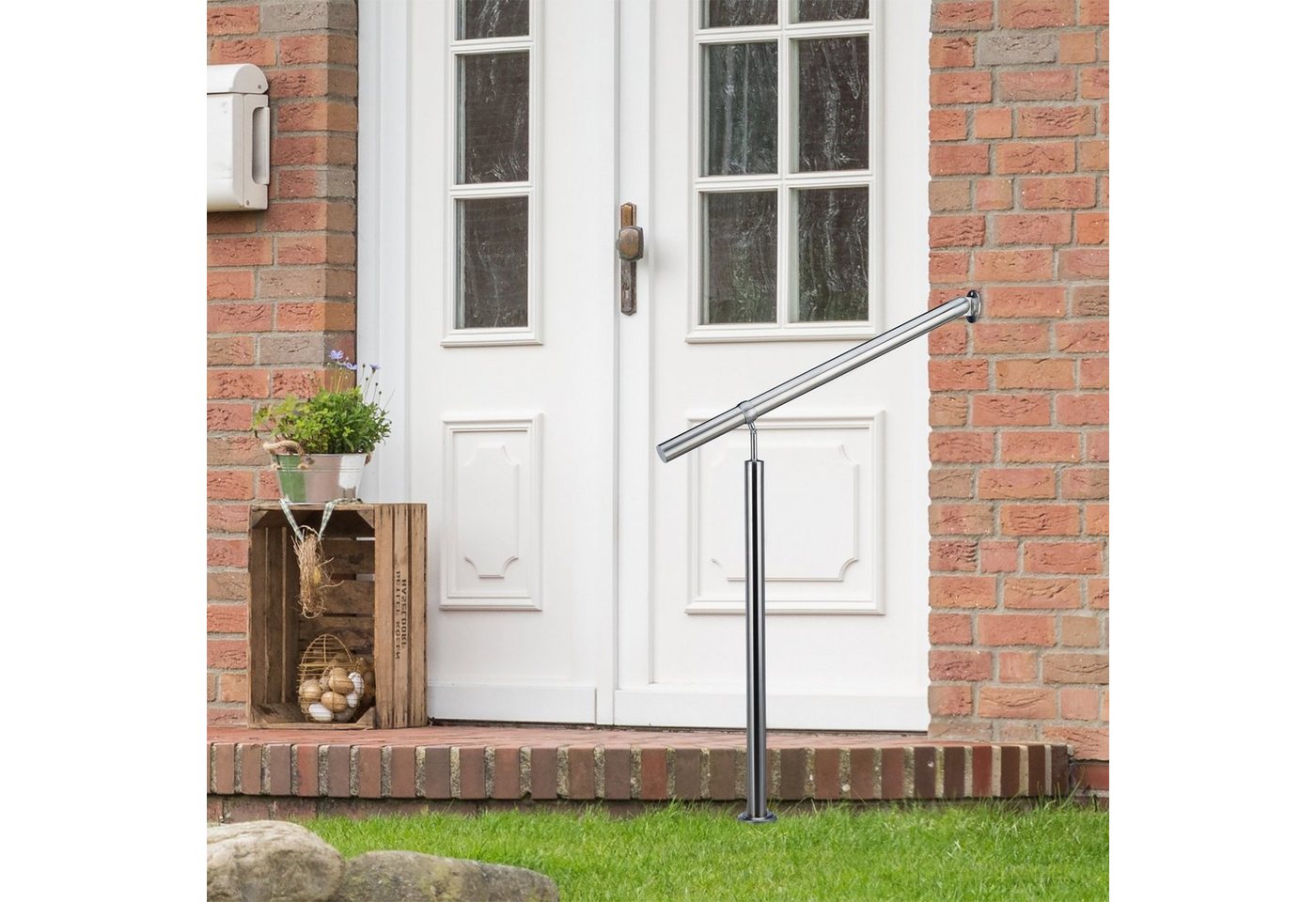 relaxdays Treppengeländer Edelstahl, 80 cm Länge, 0.42 cm Höhe, 2-tlg., 800 mm – Bild 2 von 5
