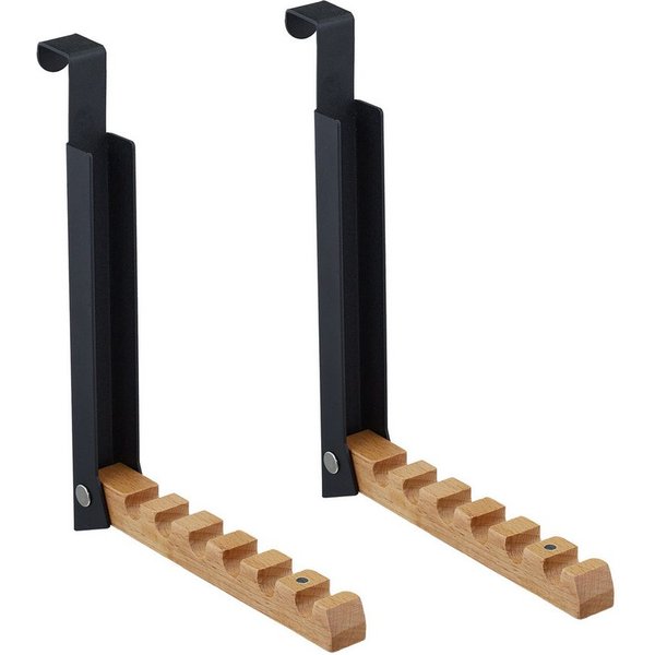 relaxdays Türhaken Klappbare Türgarderobe 2er Set, Kleiderbügel, Türfalz bis 2 cm Stärke, Innentüren und Schranktüren, Taschen und Schals, (2-St), schwarz