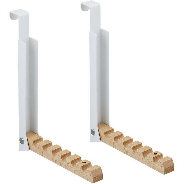relaxdays Türhaken Klappbare Türgarderobe 2er Set, Taschen, Jacken, Kleiderbügel, Schals, Schranktüren, Zimmertüren, Türfalz bis ca. 2 cm, (2-St), weiß