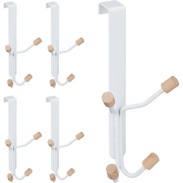 relaxdays Türhaken vierfach 5er Set, Türen mit Falztiefe ca. 2 cm, (5-St)