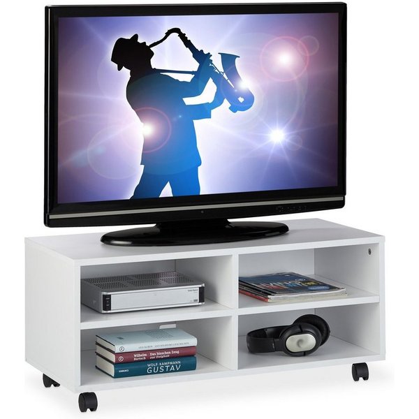 relaxdays TV-Board mit 4 Fächern rollbar (1 St)